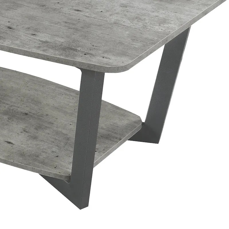 Tavolino Industriale con Ripiano a 2 Livelli, Truciolato e Metallo Verniciato a Polvere, Impiallacciatura Melaminica, Varie Finiture