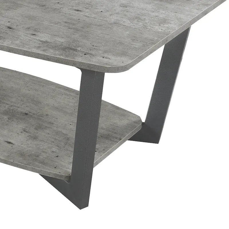 Tavolino Industriale con Ripiano a 2 Livelli, Truciolato e Metallo Verniciato a Polvere, Impiallacciatura Melaminica, Varie Finiture