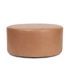 Pouf rotondo da 36" con rivestimento sfoderabile, ecopelle, rosso mela, poggiapiedi e tavolino versatile