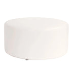 Pouf rotondo da 36" con rivestimento sfoderabile, ecopelle, rosso mela, poggiapiedi e tavolino versatile