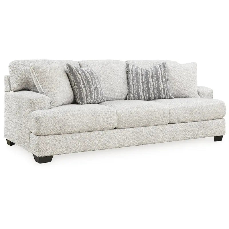 Divano rivestito in bianco, 241 cm L x 114 cm P x 99 cm H, cuscini imbottiti, divano da soggiorno contemporaneo