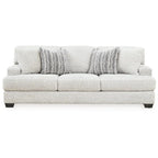 Divano rivestito in bianco, 241 cm L x 114 cm P x 99 cm H, cuscini imbottiti, divano da soggiorno contemporaneo