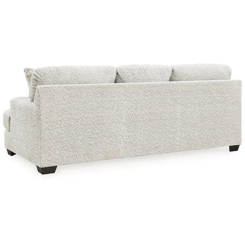 Divano rivestito in bianco, 241 cm L x 114 cm P x 99 cm H, cuscini imbottiti, divano da soggiorno contemporaneo