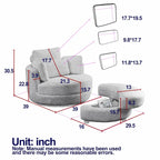 Poltrona girevole imbottita a botte Moon da 39W con pouf contenitore per soggiorno - 51 x 39 x 30,5