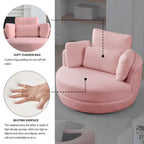 Poltrona girevole imbottita a botte Moon da 39W con pouf contenitore per soggiorno - 51 x 39 x 30,5