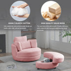 Poltrona girevole imbottita a botte Moon da 39W con pouf contenitore per soggiorno - 51 x 39 x 30,5