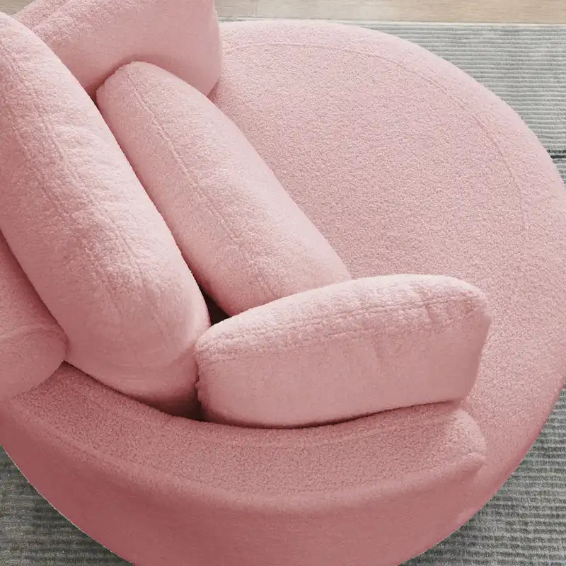 Poltrona girevole imbottita a botte Moon da 39W con pouf contenitore per soggiorno - 51 x 39 x 30,5
