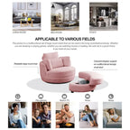 Poltrona girevole imbottita a botte Moon da 39W con pouf contenitore per soggiorno - 51 x 39 x 30,5