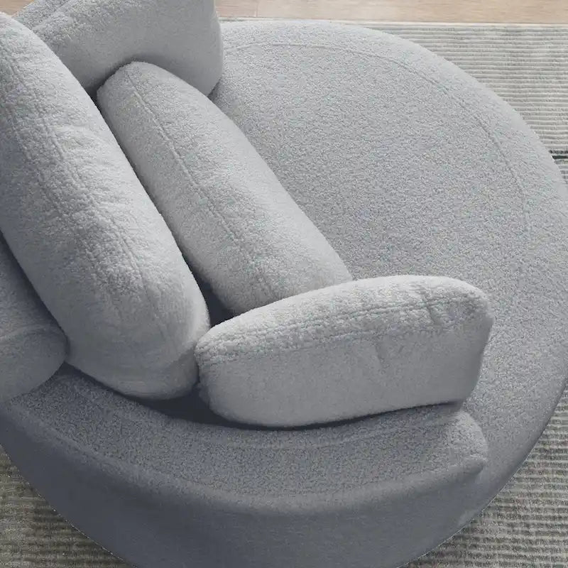 Poltrona girevole imbottita a botte Moon da 39W con pouf contenitore per soggiorno - 51 x 39 x 30,5