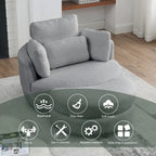 Poltrona girevole imbottita a botte Moon da 39W con pouf contenitore per soggiorno - 51 x 39 x 30,5