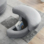 Poltrona girevole imbottita a botte Moon da 39W con pouf contenitore per soggiorno - 51 x 39 x 30,5