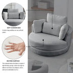 Poltrona girevole imbottita a botte Moon da 39W con pouf contenitore per soggiorno - 51 x 39 x 30,5
