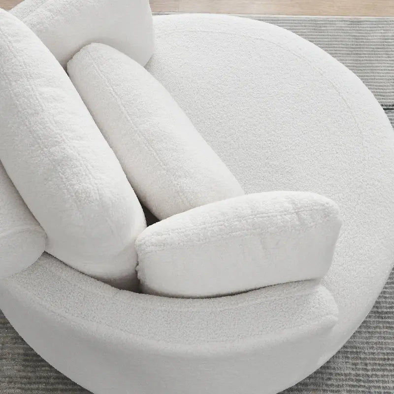 Poltrona girevole imbottita a botte Moon da 39W con pouf contenitore per soggiorno - 51 x 39 x 30,5