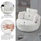 Poltrona girevole imbottita a botte Moon da 39W con pouf contenitore per soggiorno - 51 x 39 x 30,5