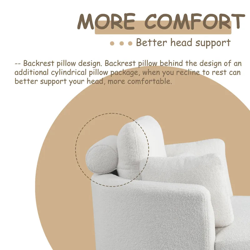 Poltrona girevole imbottita a botte Moon da 39W con pouf contenitore per soggiorno - 51 x 39 x 30,5