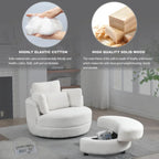 Poltrona girevole imbottita a botte Moon da 39W con pouf contenitore per soggiorno - 51 x 39 x 30,5