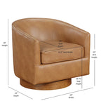 Poltrona girevole a barilotto in similpelle, base in legno massello, rotazione a 360°, stile Mid-Century moderno