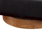Poltrona girevole a barilotto in similpelle, base in legno massello, rotazione a 360°, stile Mid-Century moderno