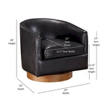 Poltrona girevole a barilotto in similpelle, base in legno massello, rotazione a 360°, stile Mid-Century moderno