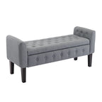 Panca pouf contenitore in tessuto trapuntato a bottoni, gambe in legno di gomma, coperchio ribaltabile, capacità 136 kg, 127 cm L x 59 cm H