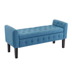 Panca pouf contenitore in tessuto trapuntato a bottoni, gambe in legno di gomma, coperchio ribaltabile, capacità 136 kg, 127 cm L x 59 cm H