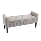 Panca pouf contenitore in tessuto trapuntato a bottoni, gambe in legno di gomma, coperchio ribaltabile, capacità 136 kg, 127 cm L x 59 cm H