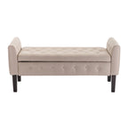 Panca pouf contenitore in tessuto trapuntato a bottoni, gambe in legno di gomma, coperchio ribaltabile, capacità 136 kg, 127 cm L x 59 cm H