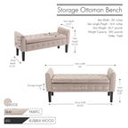 Panca pouf contenitore in tessuto trapuntato a bottoni, gambe in legno di gomma, coperchio ribaltabile, capacità 136 kg, 127 cm L x 59 cm H