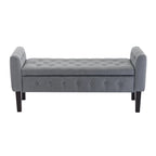 Panca pouf contenitore in tessuto trapuntato a bottoni, gambe in legno di gomma, coperchio ribaltabile, capacità 136 kg, 127 cm L x 59 cm H