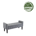 Panca pouf contenitore in tessuto trapuntato a bottoni, gambe in legno di gomma, coperchio ribaltabile, capacità 136 kg, 127 cm L x 59 cm H
