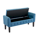 Panca pouf contenitore in tessuto trapuntato a bottoni, gambe in legno di gomma, coperchio ribaltabile, capacità 136 kg, 127 cm L x 59 cm H