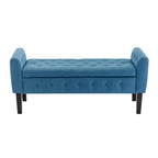 Panca pouf contenitore in tessuto trapuntato a bottoni, gambe in legno di gomma, coperchio ribaltabile, capacità 136 kg, 127 cm L x 59 cm H