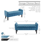 Panca pouf contenitore in tessuto trapuntato a bottoni, gambe in legno di gomma, coperchio ribaltabile, capacità 136 kg, 127 cm L x 59 cm H