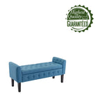 Panca pouf contenitore in tessuto trapuntato a bottoni, gambe in legno di gomma, coperchio ribaltabile, capacità 136 kg, 127 cm L x 59 cm H