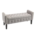 Panca pouf contenitore in tessuto trapuntato a bottoni, gambe in legno di gomma, coperchio ribaltabile, capacità 136 kg, 127 cm L x 59 cm H