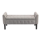 Panca pouf contenitore in tessuto trapuntato a bottoni, gambe in legno di gomma, coperchio ribaltabile, capacità 136 kg, 127 cm L x 59 cm H