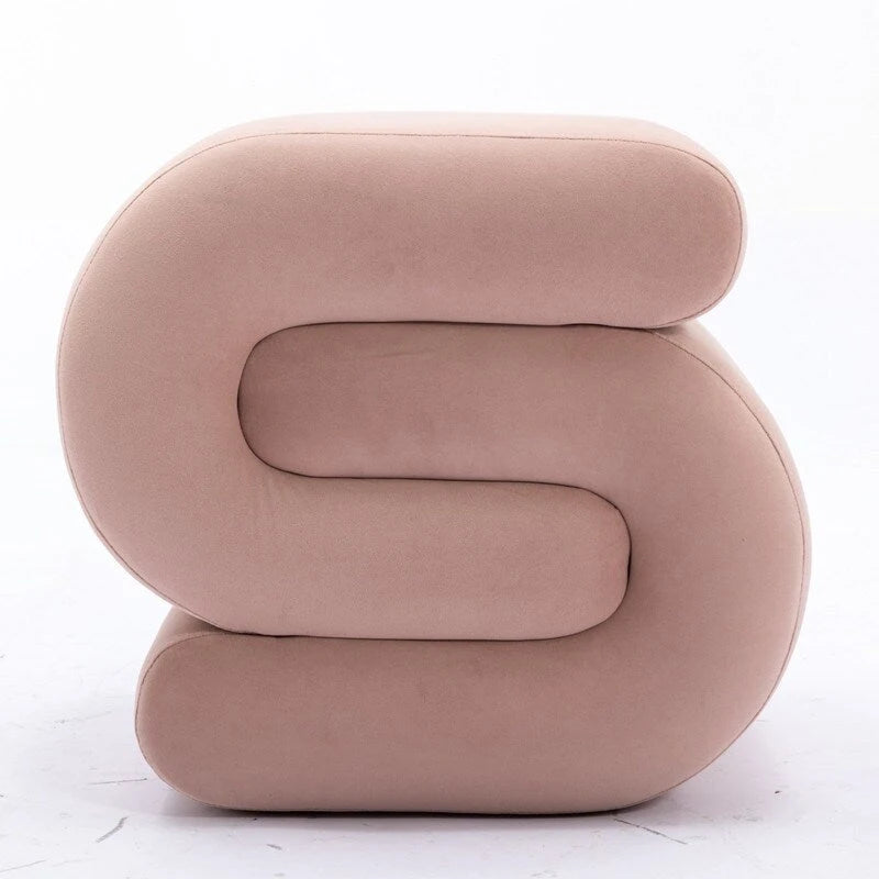 Sgabello da trucco poggiapiedi a forma di S in tessuto di velluto