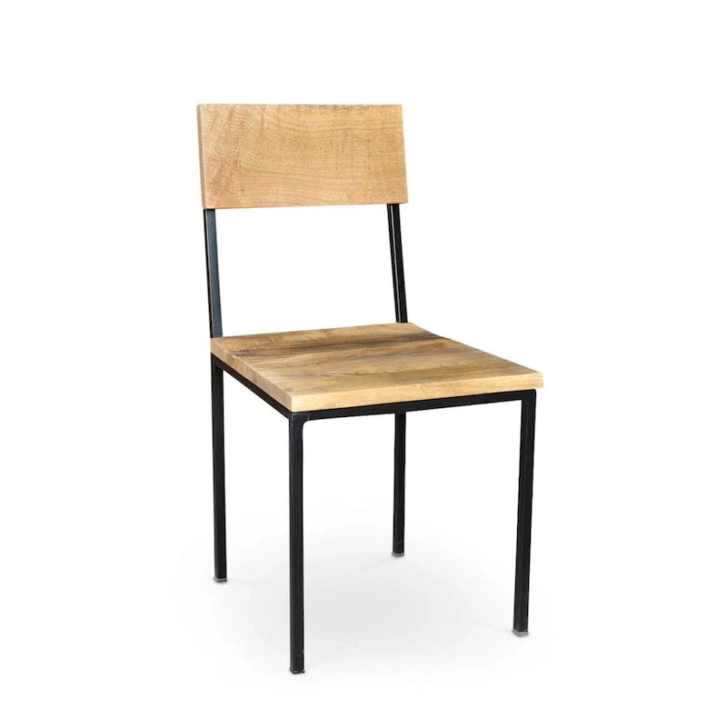 Set di 2 sedie da pranzo in legno di mango riciclato e metallo fatte a mano, 91 cm A x 46 cm L, stile rustico Boho