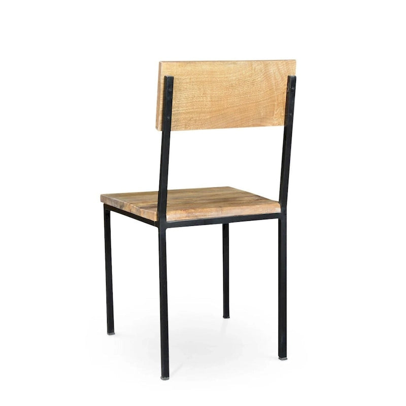 Set di 2 sedie da pranzo in legno di mango riciclato e metallo fatte a mano, 91 cm A x 46 cm L, stile rustico Boho