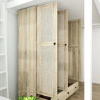 Armadio in Legno "Fascino Naturale" - Design Traspirante in Rattan, Ampio Spazio Contenitivo