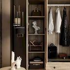 Armadio in Legno "Fascino Naturale" - Design Traspirante in Rattan, Ampio Spazio Contenitivo