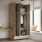 Armadio in Legno "Fascino Naturale" - Design Traspirante in Rattan, Ampio Spazio Contenitivo