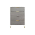 Cassettiera moderna a 4 cassetti in legno, gambe e maniglie in metallo dorato, legno massello + ingegnerizzato, 4 colori, 37,3 cm L x 107,3 cm H