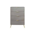 Cassettiera moderna a 4 cassetti in legno, gambe e maniglie in metallo dorato, legno massello + ingegnerizzato, 4 colori, 37,3 cm L x 107,3 cm H