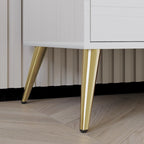 Cassettiera moderna a 4 cassetti in legno, gambe e maniglie in metallo dorato, legno massello + ingegnerizzato, 4 colori, 37,3 cm L x 107,3 cm H