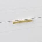 Cassettiera moderna a 4 cassetti in legno, gambe e maniglie in metallo dorato, legno massello + ingegnerizzato, 4 colori, 37,3 cm L x 107,3 cm H