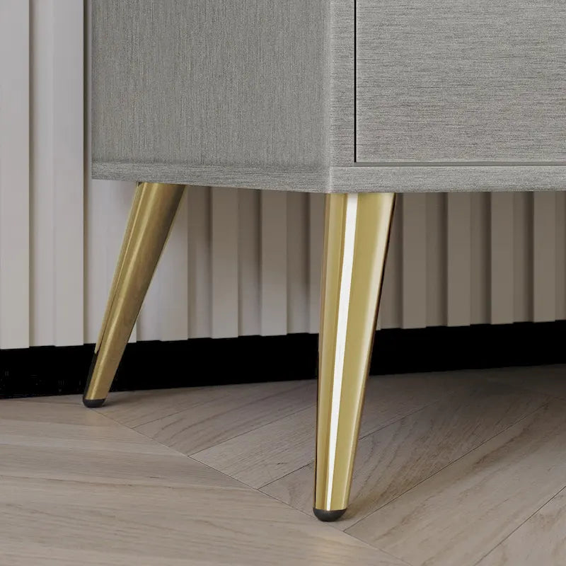 Cassettiera moderna a 4 cassetti in legno, gambe e maniglie in metallo dorato, legno massello + ingegnerizzato, 4 colori, 37,3 cm L x 107,3 cm H