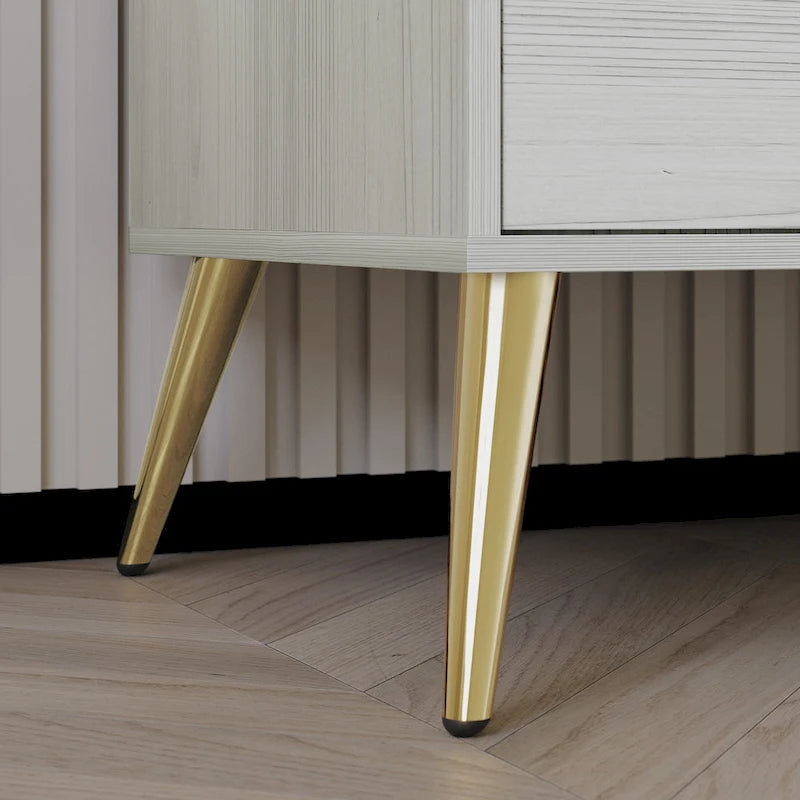 Cassettiera moderna a 4 cassetti in legno, gambe e maniglie in metallo dorato, legno massello + ingegnerizzato, 4 colori, 37,3 cm L x 107,3 cm H