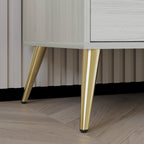 Cassettiera moderna a 4 cassetti in legno, gambe e maniglie in metallo dorato, legno massello + ingegnerizzato, 4 colori, 37,3 cm L x 107,3 cm H