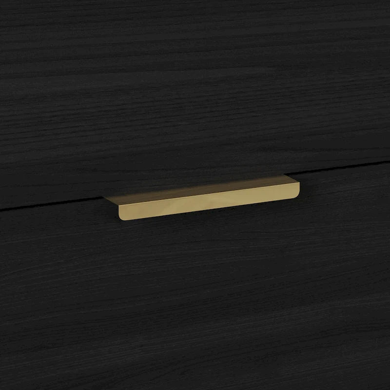 Cassettiera moderna a 4 cassetti in legno, gambe e maniglie in metallo dorato, legno massello + ingegnerizzato, 4 colori, 37,3 cm L x 107,3 cm H